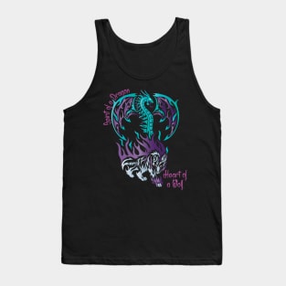 Spirit of an Ice Dragon and the Heart of a Frost Wolf in a Tribal / Tattoo Art Style Tank Top